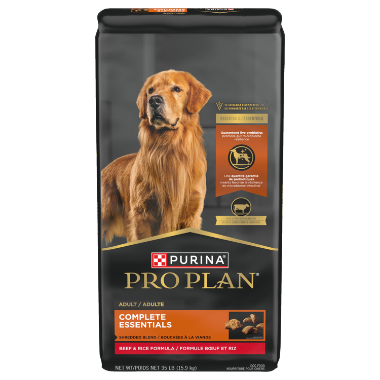 Pro Planᴹᴰ Adulte Complete Essentials Bouchées à la Viande Formule Boeuf et Riz Nourriture Sèche pour Chiens