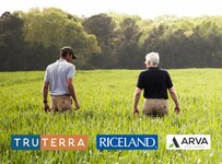 Two men walking in a field