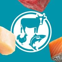 protein icon with cow, chicken and fish symbols